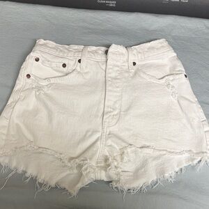 Abercrombie & Fitch White Distressed Denim Shorts - Size 4 (27)